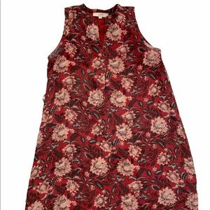 LOFT Floral Print Sleeveless Split Neck Dress